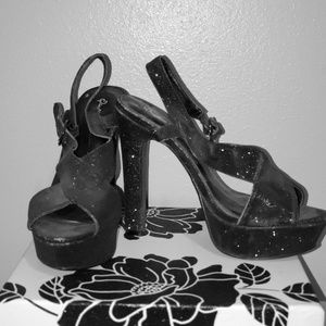 Glitter Black Heels